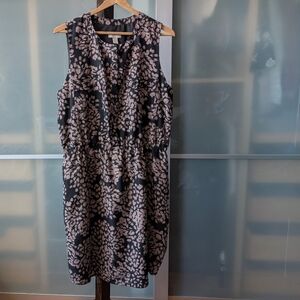 Ann Taylor LOFT Sleeveless Black and Taupe Floral  Dress With Pockets! - Size 12